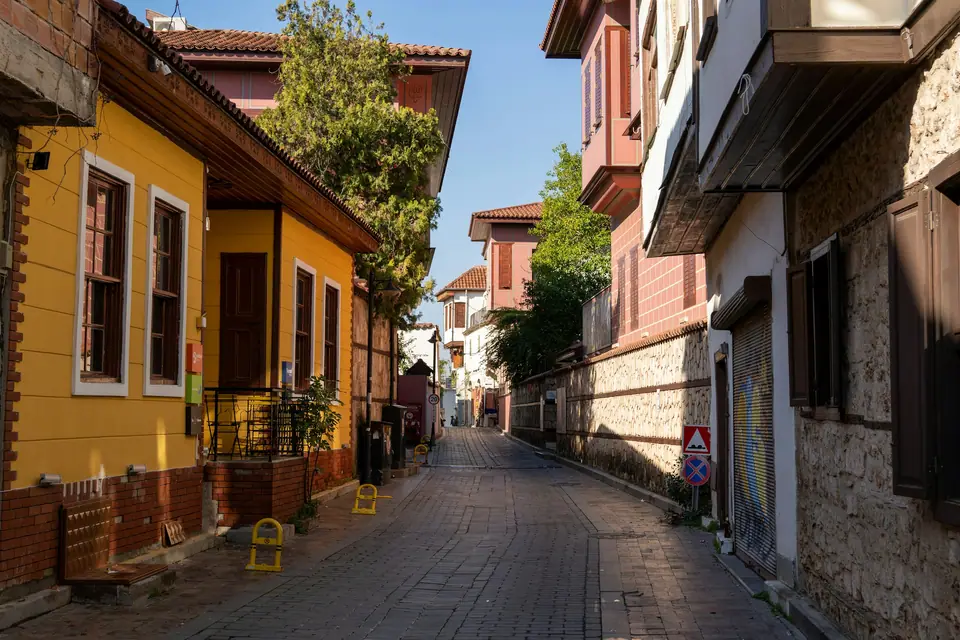 Quiet lane of old houses in Kaleici, Antalya