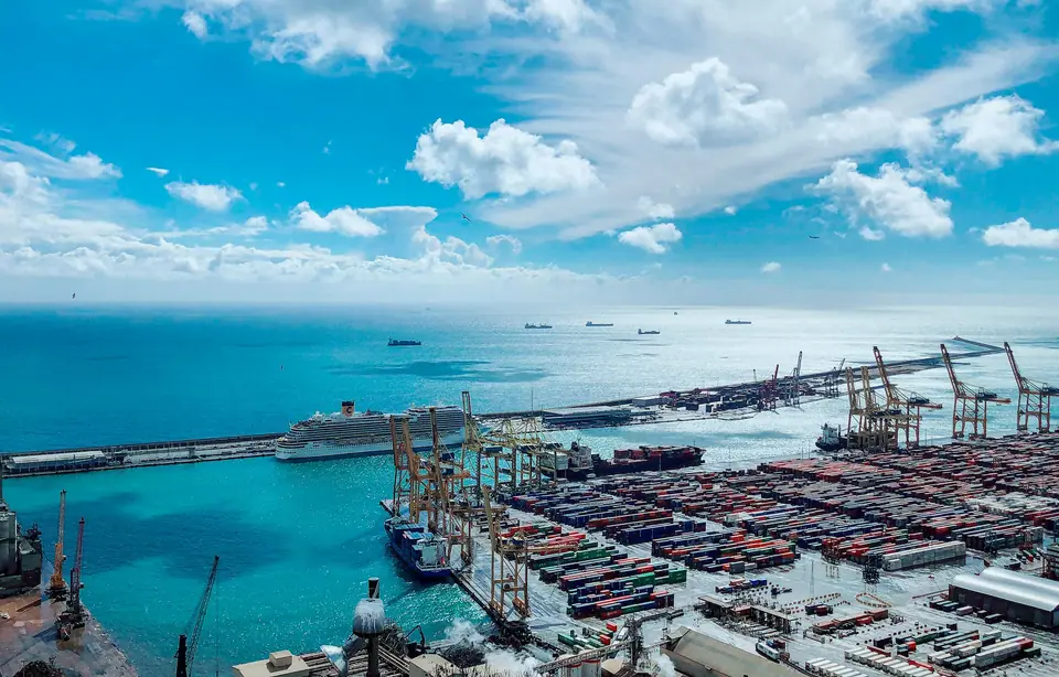 Barcelona port and city seen from Montjuic