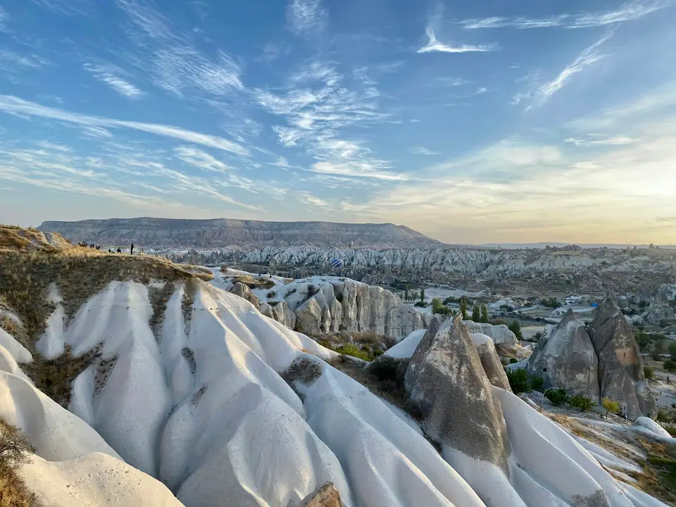 Snow on the rock formations of Cappadocia