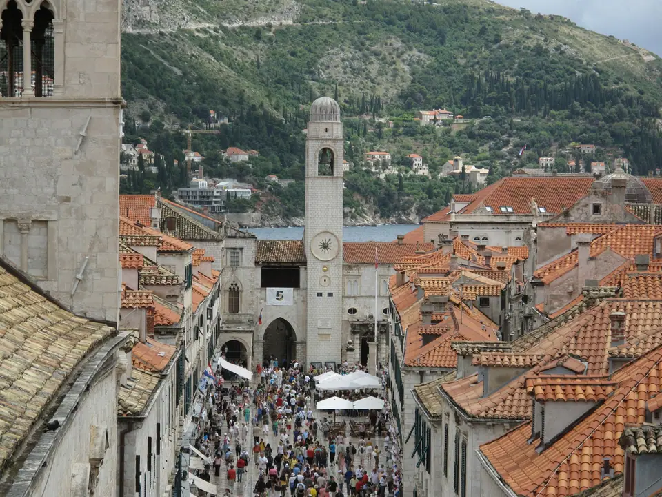 Stradun and the bell tower seen from the city walls