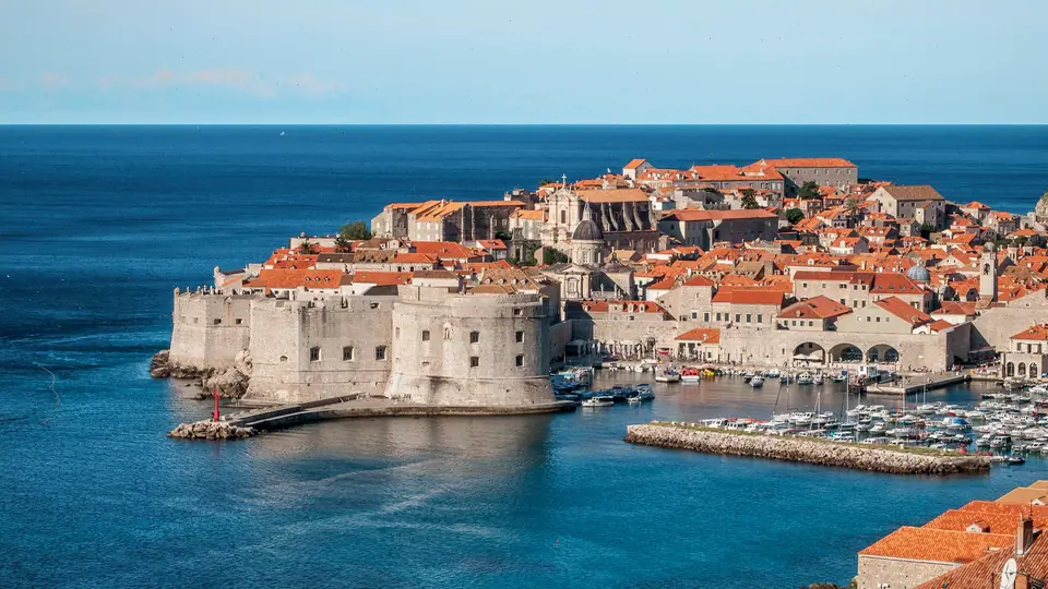 Dubrovnik Old Town and harbour seen from the Ploče side