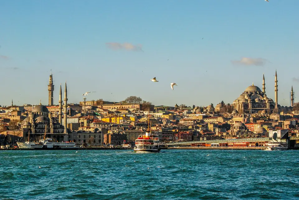 Istanbul skyline and mosques seen from the water