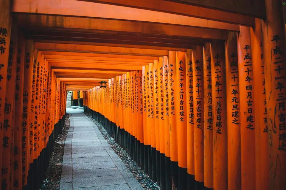 Tunnel of torii gates at Fushimi Inari