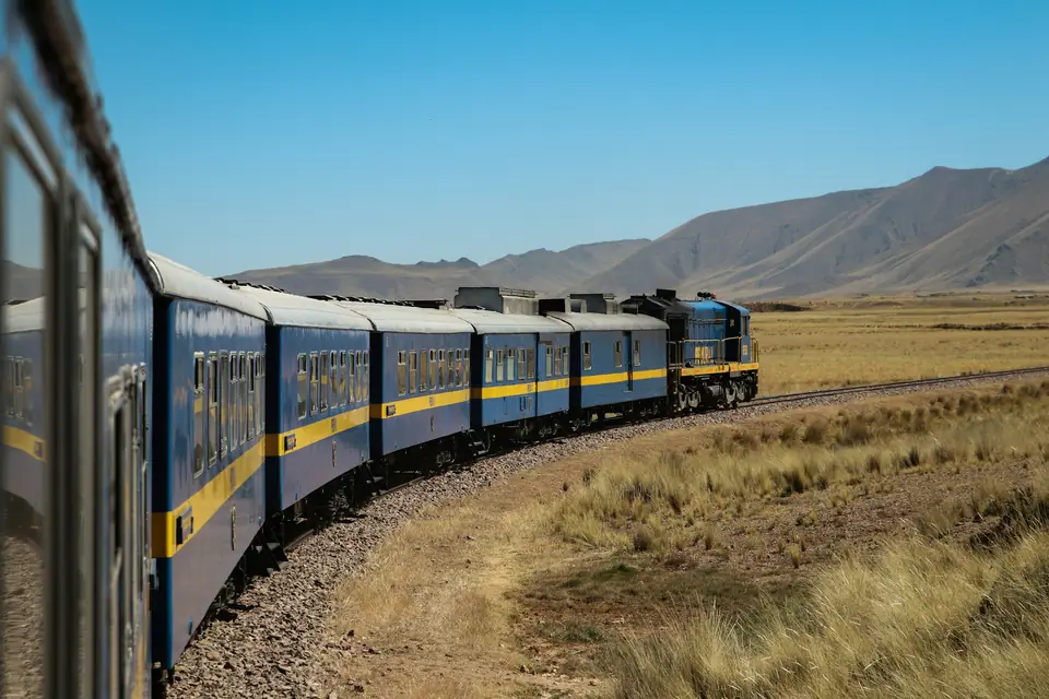 Train crossing the Peruvian highlands