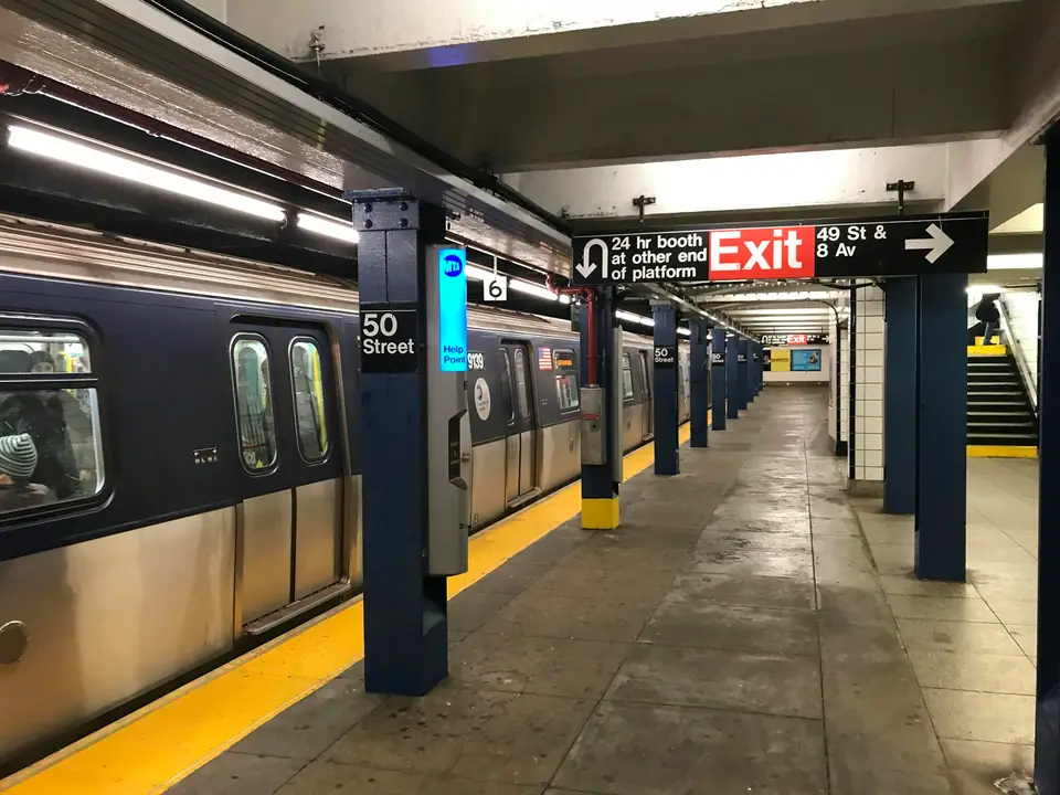 Subway train at a New York station platform