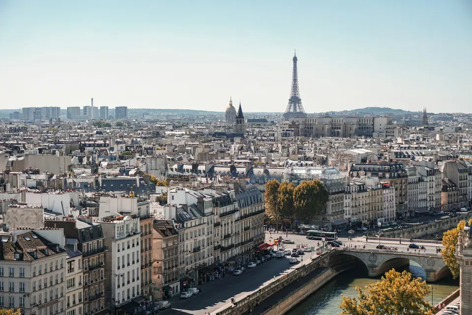 Paris rooftops with the Eiffel Tower on the skyline