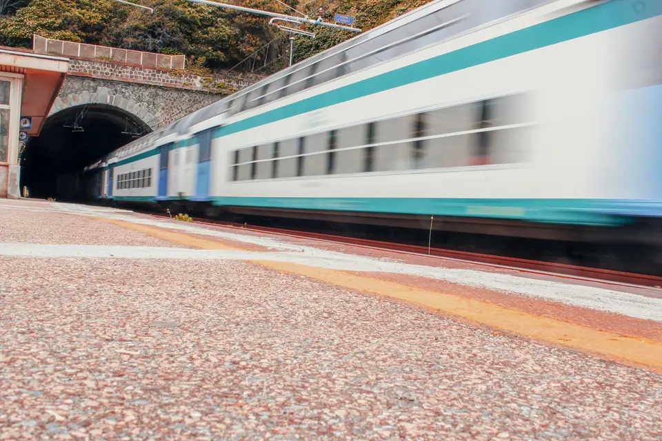 Italian high-speed train pulling into a station