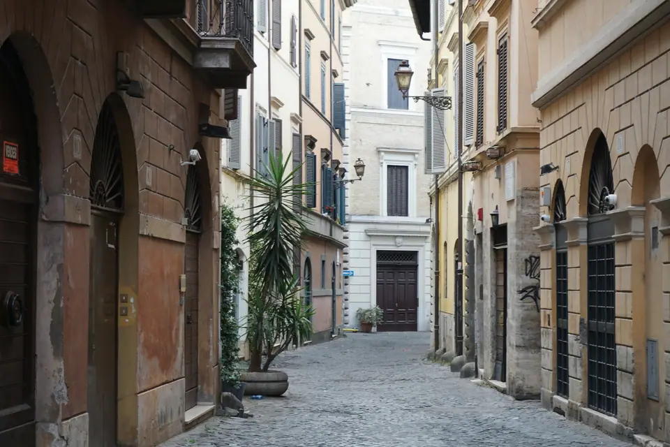 Quiet residential street in central Rome